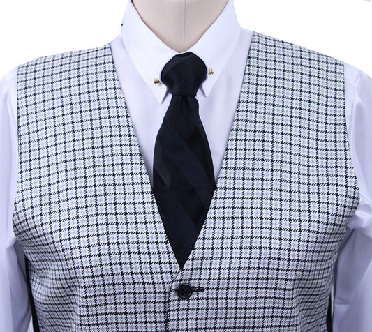 Vest Men's Saddleseat Connection White with Silver and Black Box Check