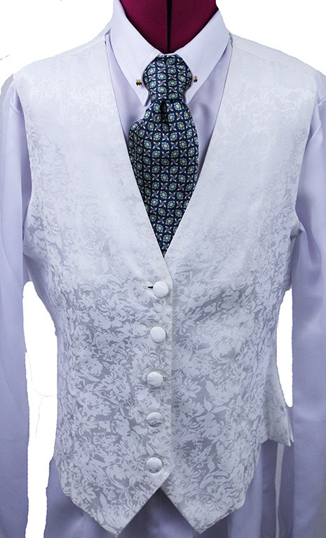 Vest Custom White Paisley Brocade