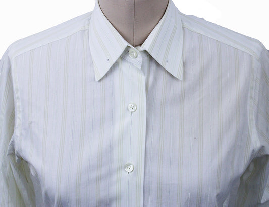 Shirt Show Season White with Yellow and Silver Glitter Pinstripe