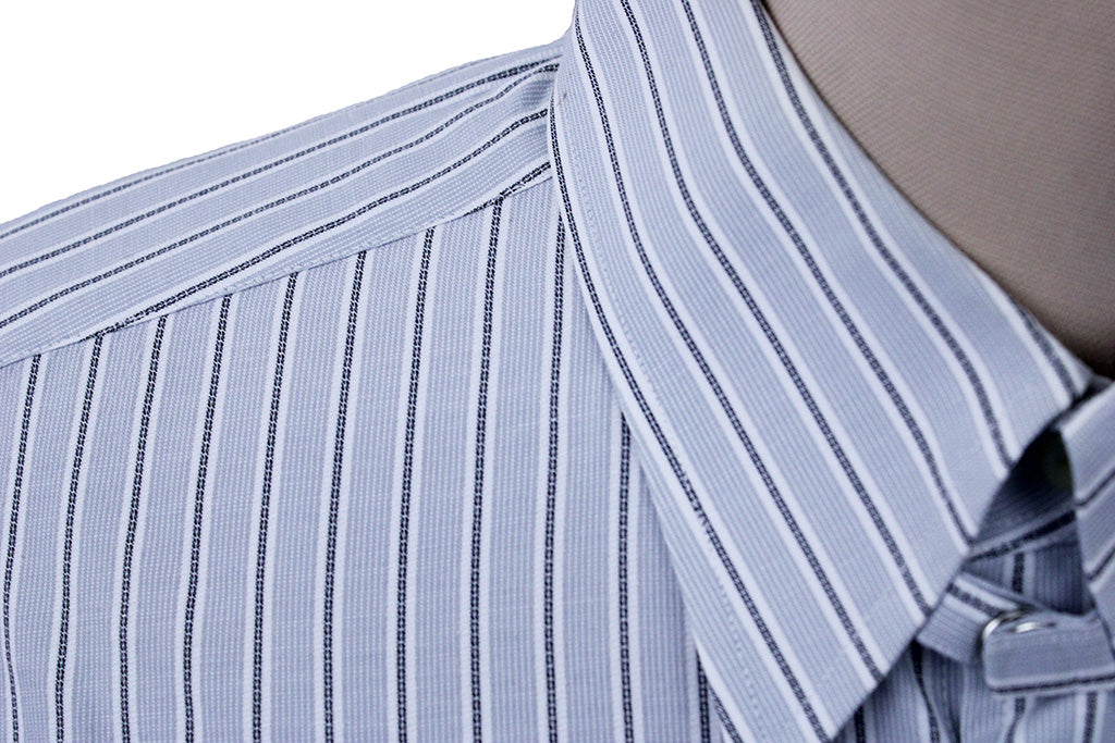 Shirt Custom Clothes Corp Silver with White and Black Pinstripe