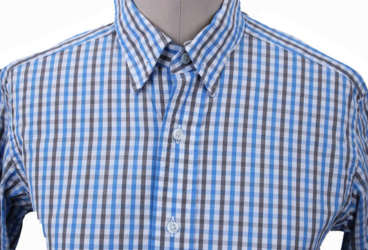 Shirt Becker Brothers Aqua and Taupe Gingham