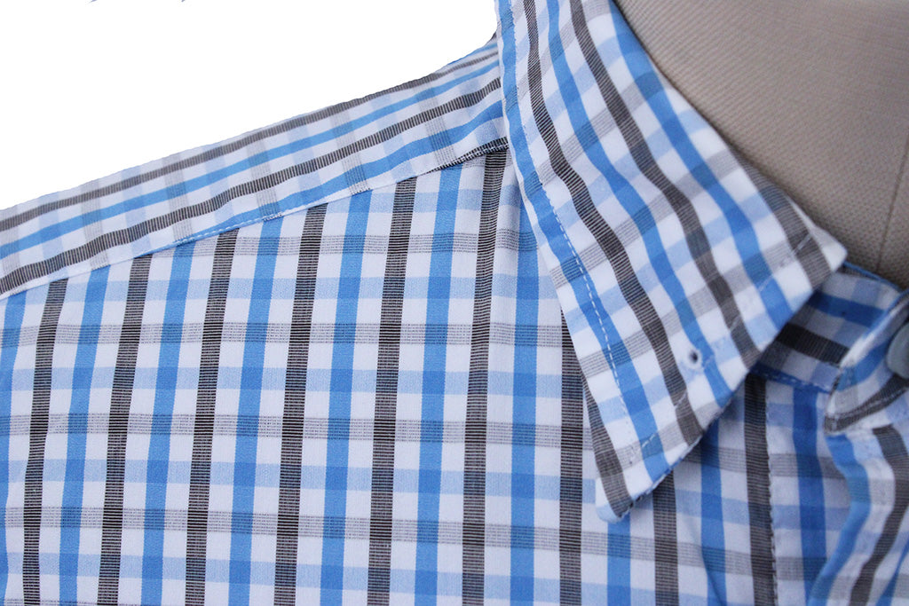 Shirt Becker Brothers Aqua and Taupe Gingham