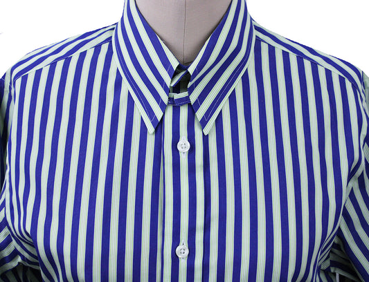 Shirt Custom Clothes Corp Blue and Lime Stripe