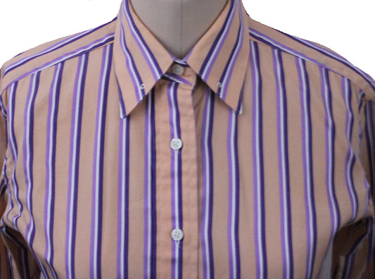 Shirt Becker Brothers Tangerine with Purple and White Stripe