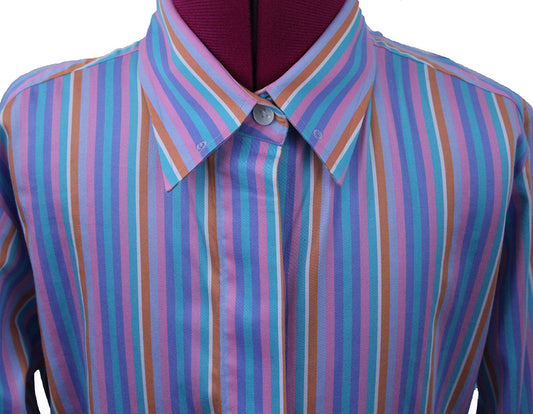 Shirt Issued By Ellie May Blue, Pink, Aqua Stripe