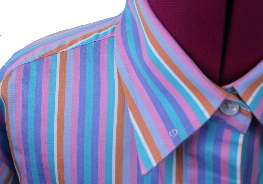 Shirt Issued By Ellie May Blue, Pink, Aqua Stripe