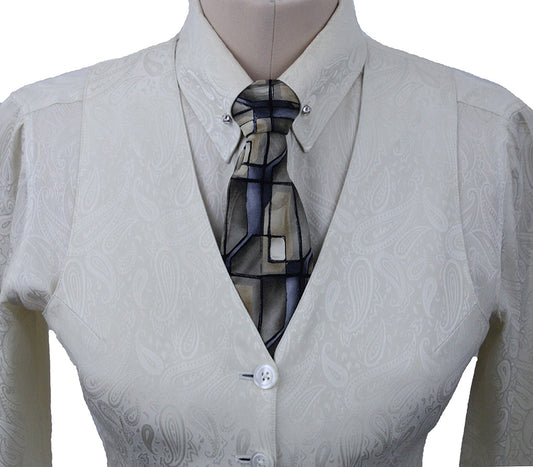 Vest and Shirt Combination DeRegnaucourt Cream Paisley Satin