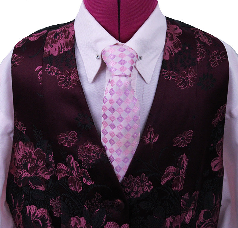 Vest Chavez Merlot and Black Brocade