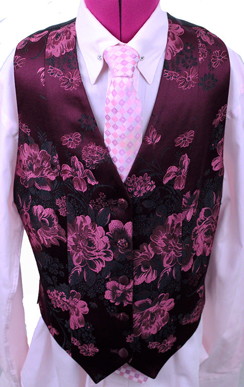 Vest Chavez Merlot and Black Brocade