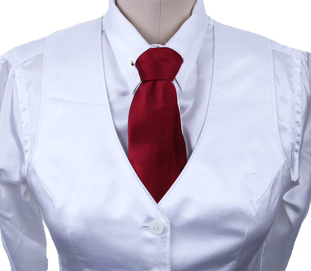 Shirt and Vest Combination Show Season White Satin