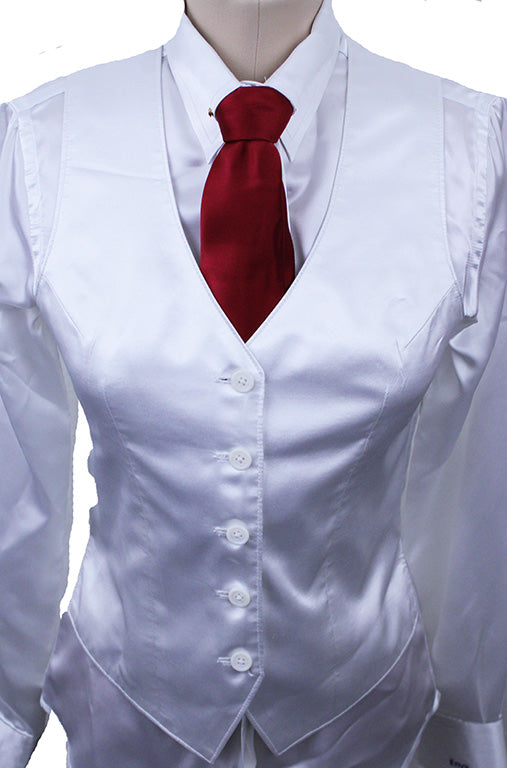 Shirt and Vest Combination Show Season White Satin