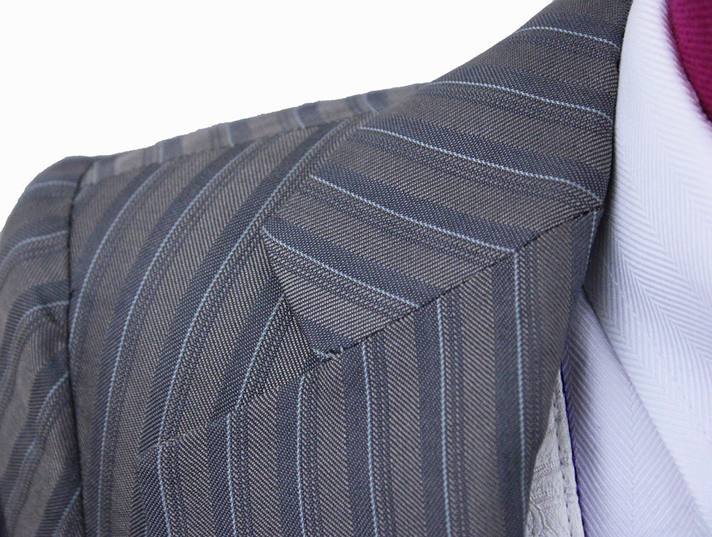 Day Suit DeRegnaucourt Taupe and Cream Shadow Stripe