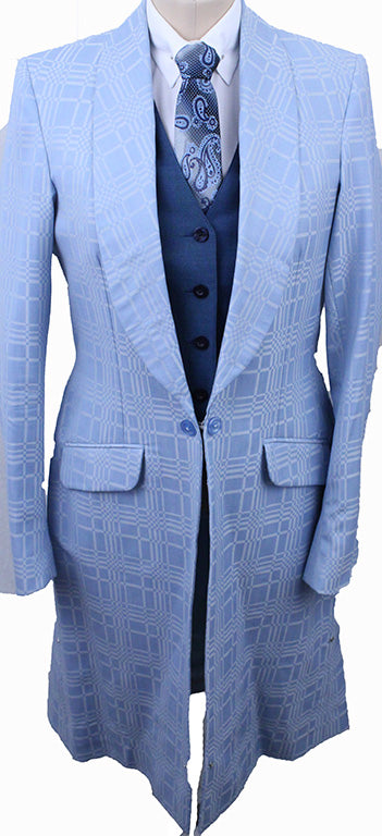 Day Coat Becker Brothers Light Blue Glenplaid Sheen