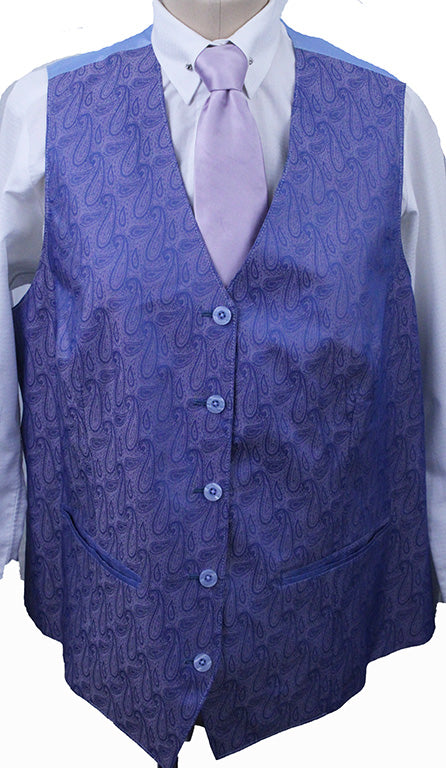 Issued By Ellie May Blue and Lavender Paisley Vest