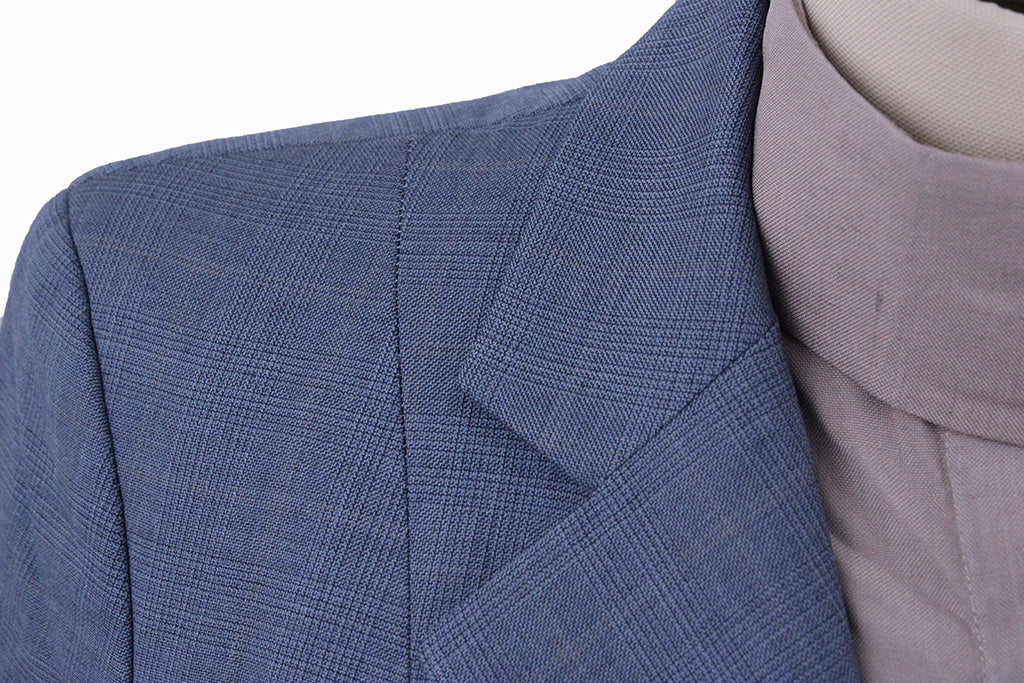 Hunt Coat Platinum Light Blue Glenplaid with Rose Windowpane