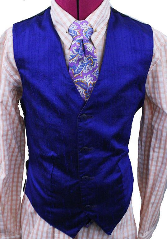 Vest LIY Reversible Blue and Rust Silk