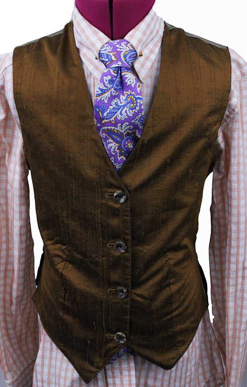 Vest LIY Reversible Blue and Rust Silk