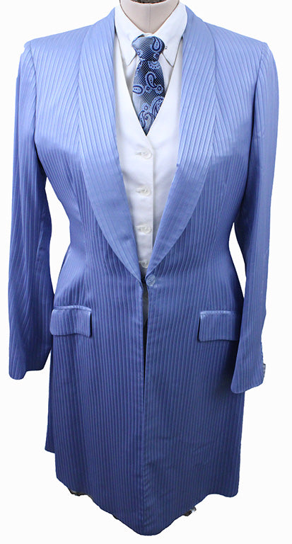 Day Coat Becker Brothers Light Blue Sheen Stripe