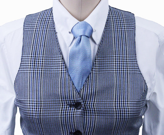 Vest Carl Meyers Silver with Blue Glenplaid