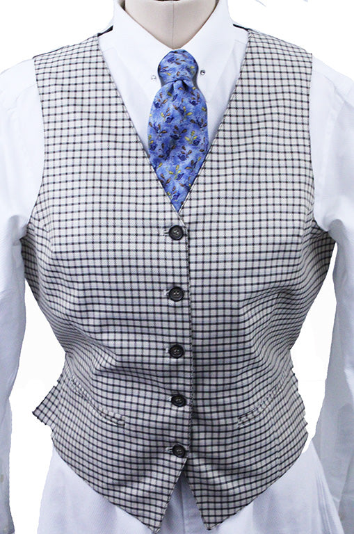 Vest Becker Brothers Cream with Brown and Light Blue Windowpane