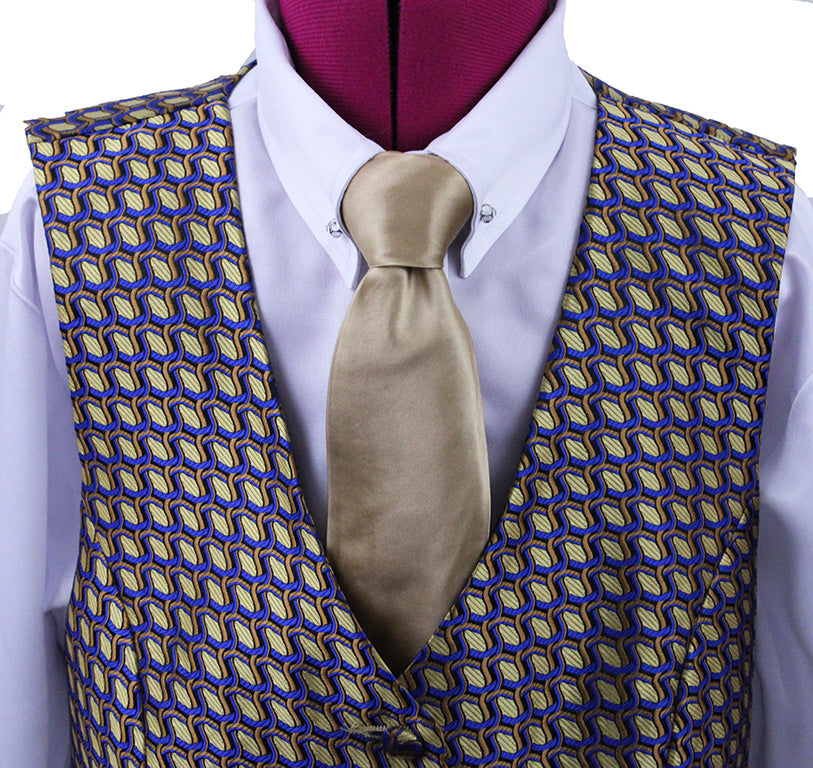 Vest Sterling Gold and Blue Geometric