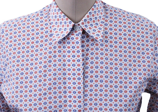 Shirt Issued By Ellie May Orange and Aqua Flower