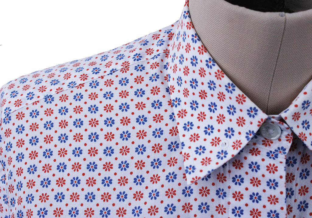 Shirt Issued By Ellie May Orange and Aqua Flower