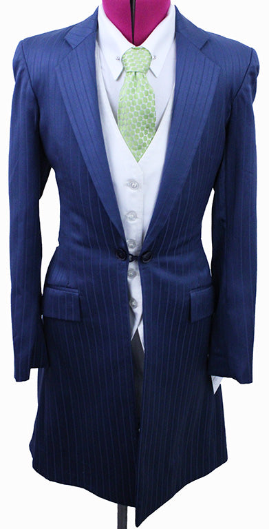 Day Suit DeRegnaucourt Steel Blue Raindash and Shadow Stripe Sheen