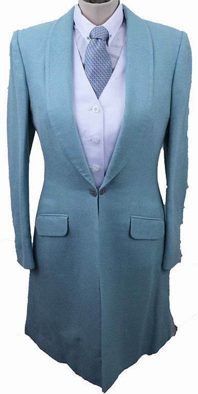 Day Coat Becker Brothers Aqua Raw Silk