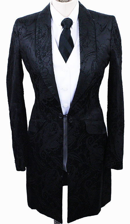 Day Coat Hawkewood Black Raised Velvet Brocade