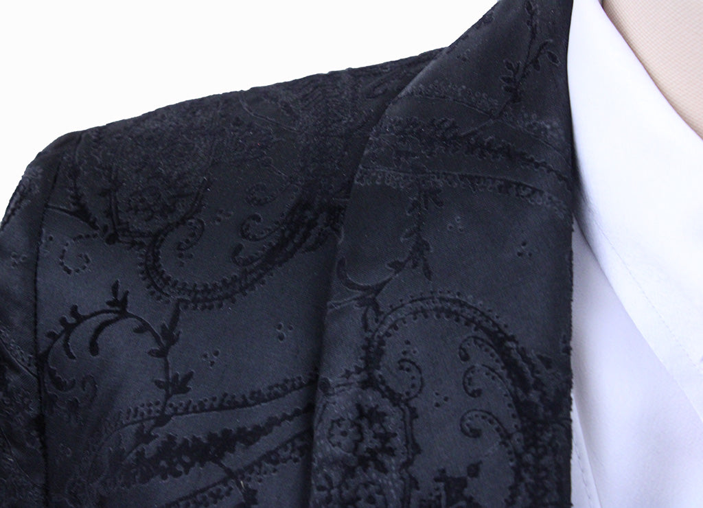 Day Coat Hawkewood Black Raised Velvet Brocade