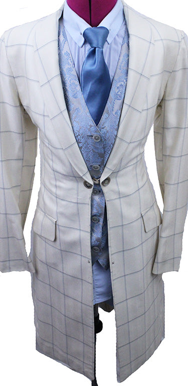 Day Coat LeCheval Cream with Blue Windowpane