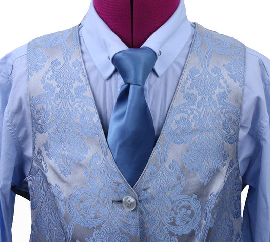 Shirt and Vest Combination DeRegnaucourt Silver and Blue Paisley