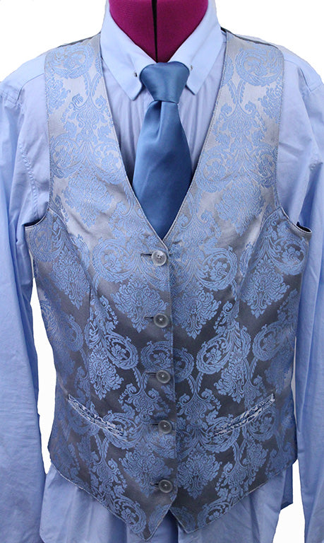 Shirt and Vest Combination DeRegnaucourt Silver and Blue Paisley