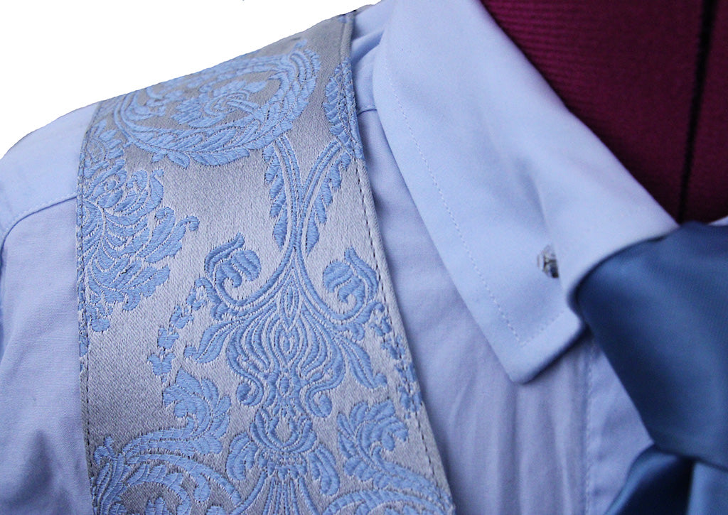 Shirt and Vest Combination DeRegnaucourt Silver and Blue Paisley