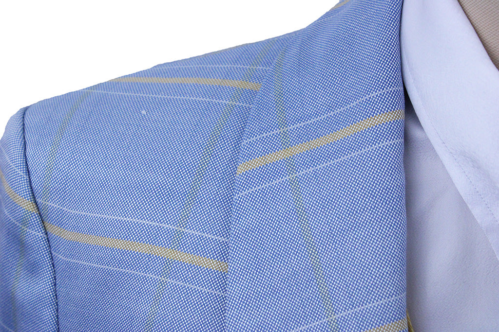 Day Coat Becker Brothers Light Blue with Yellow Windowpane