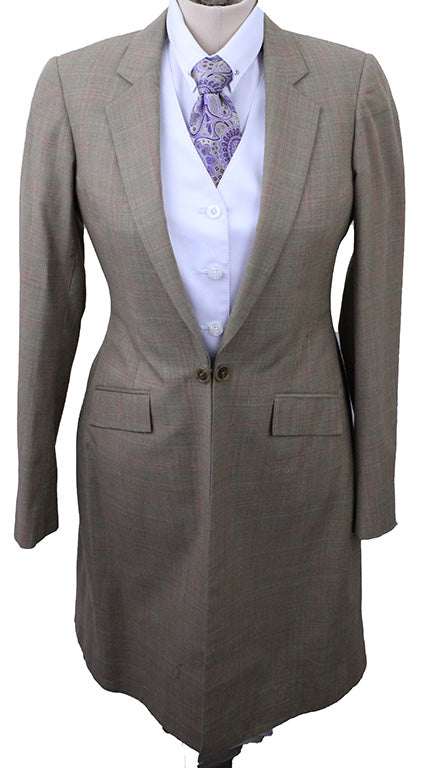 Day Suit DeRegnaucourt Tan with Coral Windowpane EXTRA FABRIC