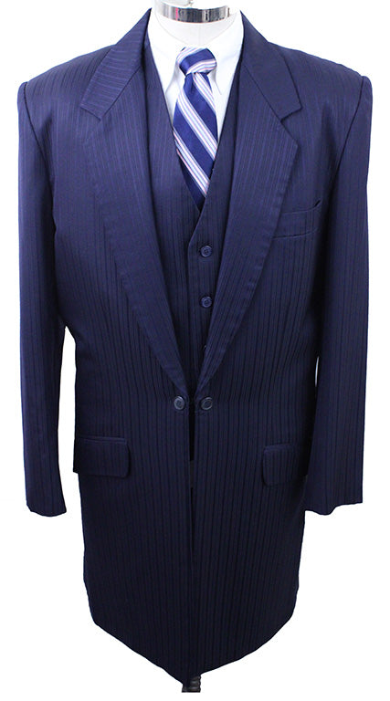 Men's Suit Marsha DeArriaga Navy Shadow Stripe Sheen TWO JODS