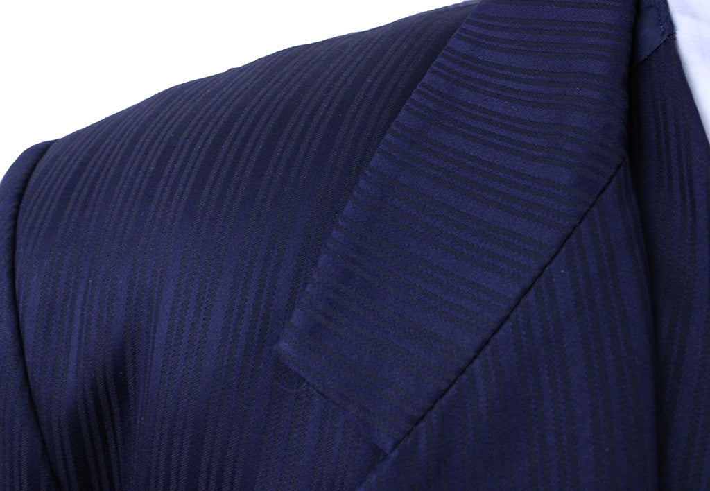 Men's Suit Marsha DeArriaga Navy Shadow Stripe Sheen TWO JODS