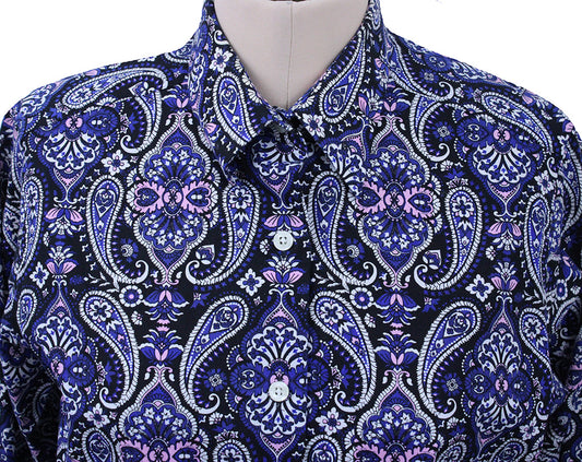 Shirt Show Season Blue, Pink, and White Paisley