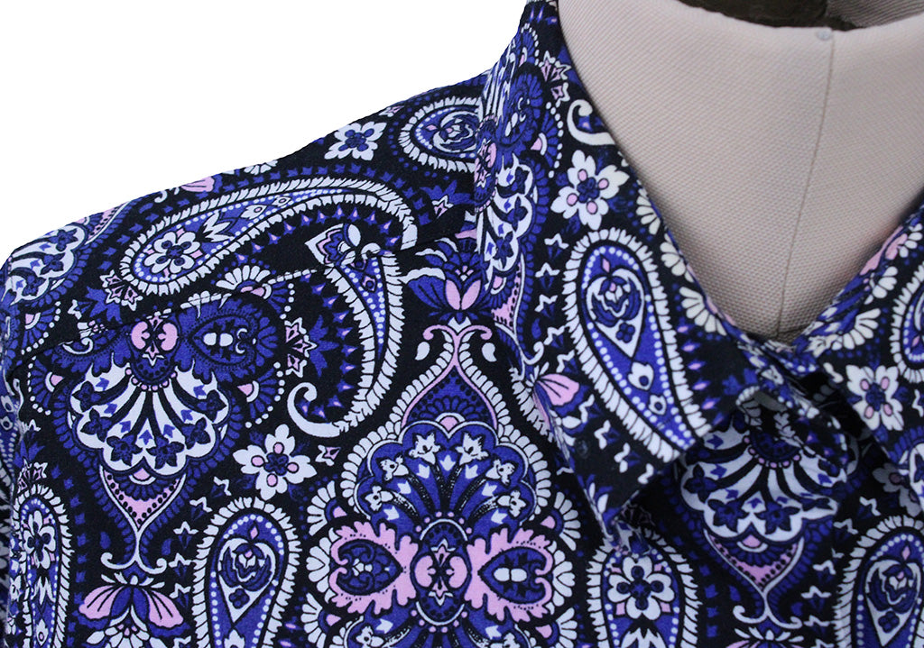 Shirt Show Season Blue, Pink, and White Paisley