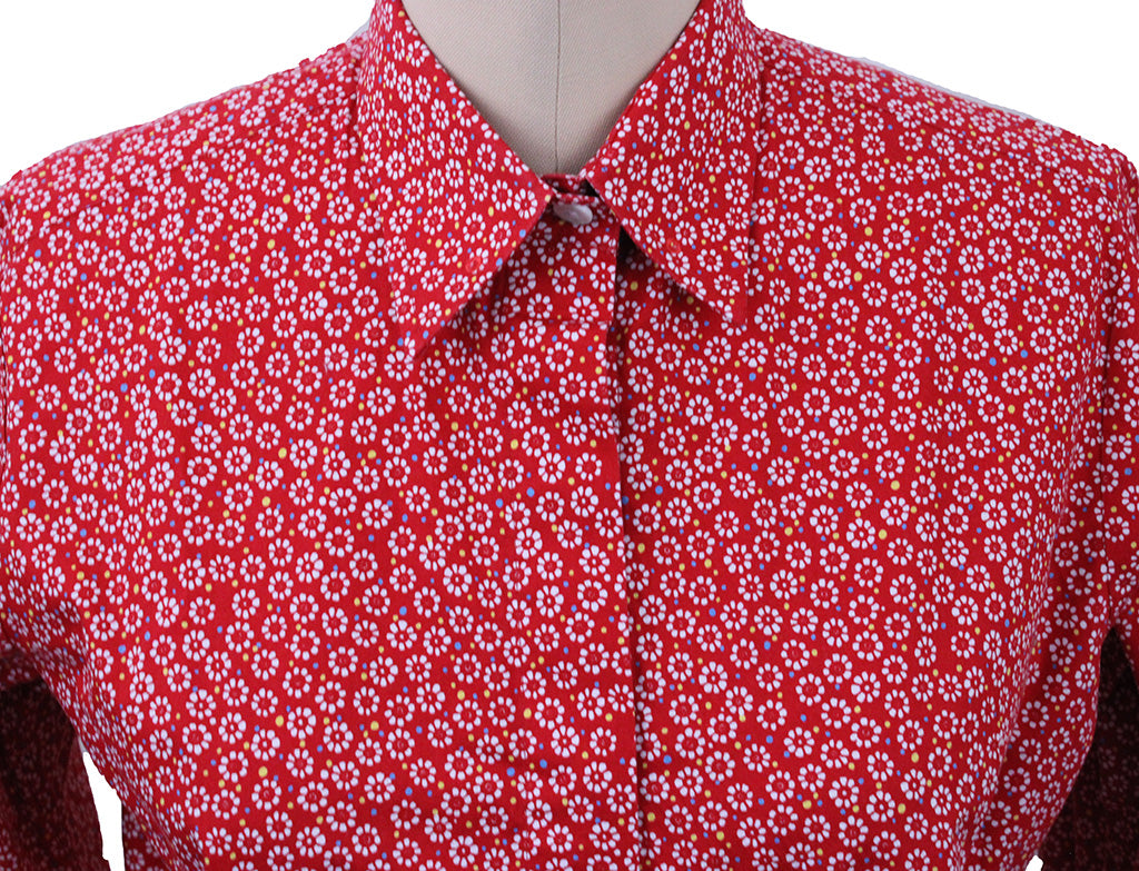 Shirt Issued By Ellie May Red Flower Shirt