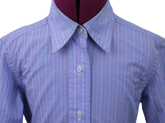 Shirt Becker Brothers Blue with Pink and White Stripe