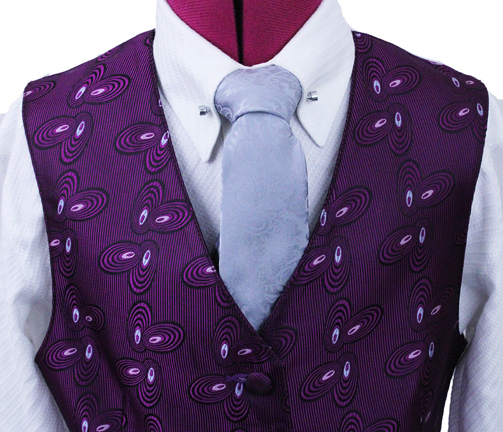 Vest Sterling Purple Swirl Circle Brocade