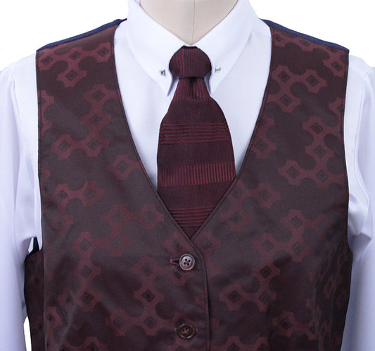 Vest Show Season Merlot Geometric Brocade