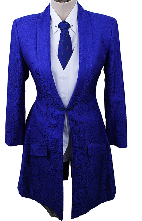 Day Coat Custom Royal Blue Brocade