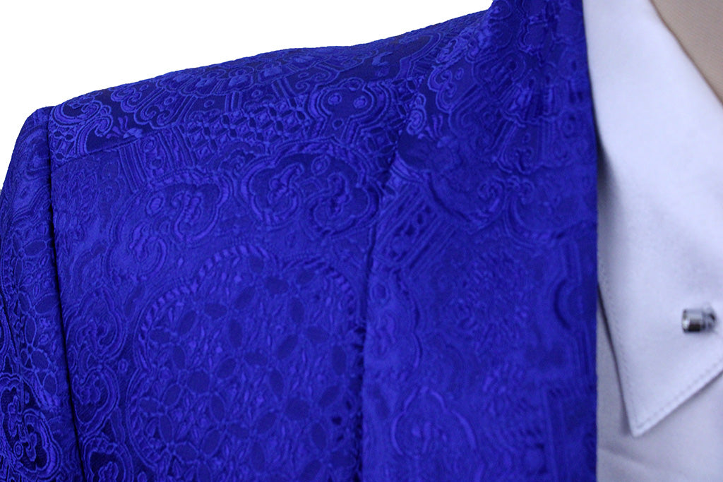 Day Coat Custom Royal Blue Brocade