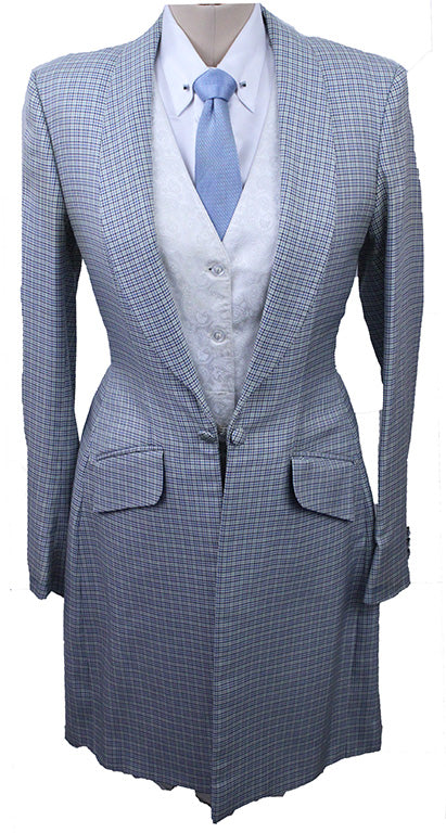 Day Coat Marsha DeArriaga Silver with Blue and and Sage Houndstooth