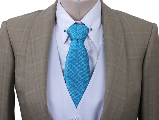 Day Coat DeRegnaucourt Camel with Aqua and Coral Windowpane