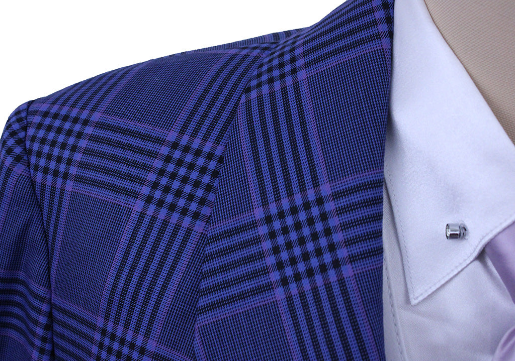 Day Coat Becker Brothers Blue Glenplaid with Purple Windowpane